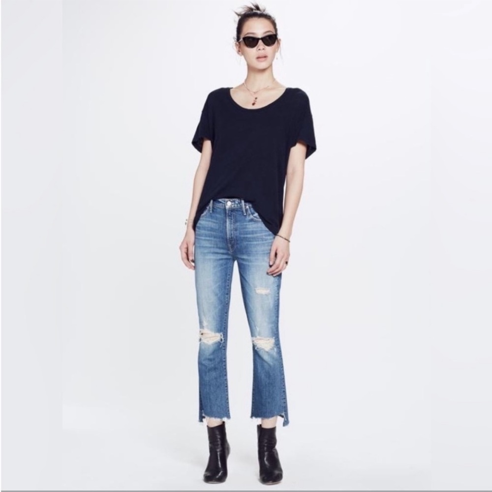 MOTHER Superior Insider Crop Step Chew Denim Ankle Jeans High Rise Waist 29